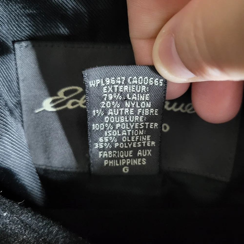 Eddie Bauer Men's Black Wool  Full-Zip Coat, Size L